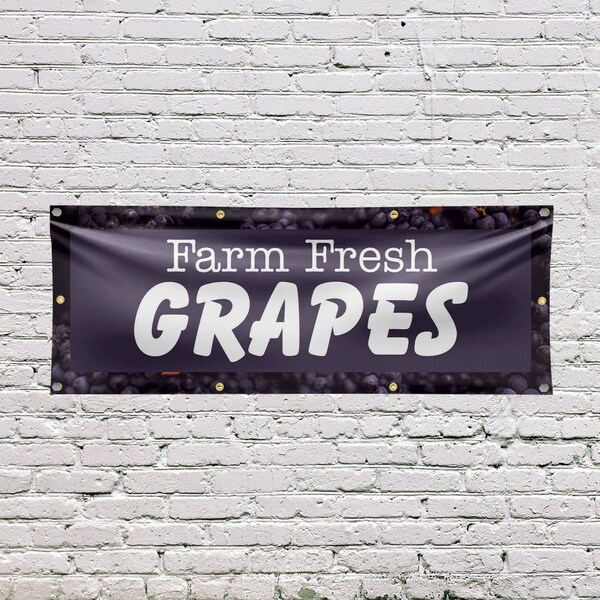 Signmission Farm Fresh Grapes, 36 Inch x 96 Inch, Vinyl Banner - B-96-30594