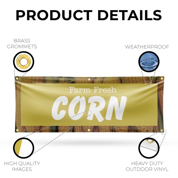Signmission Farm Fresh Corn, 24 Inch x 72 Inch, Vinyl Banner - B-72-30589