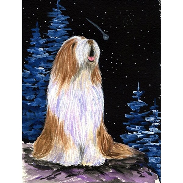 Patioplus Starry Night Bearded Collie Canvas Flag - House Size, 28 x 40 in. - PA2554504