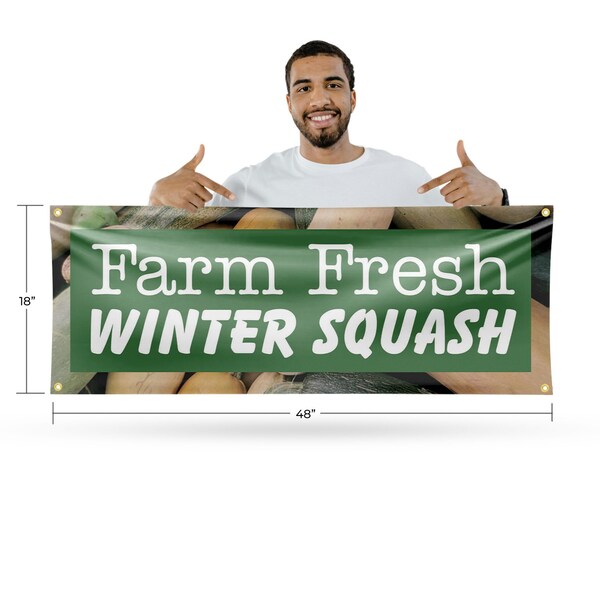 Signmission Farm Fresh Winter Squash, 18 Inch x 48 Inch, Vinyl Banner - B-30621