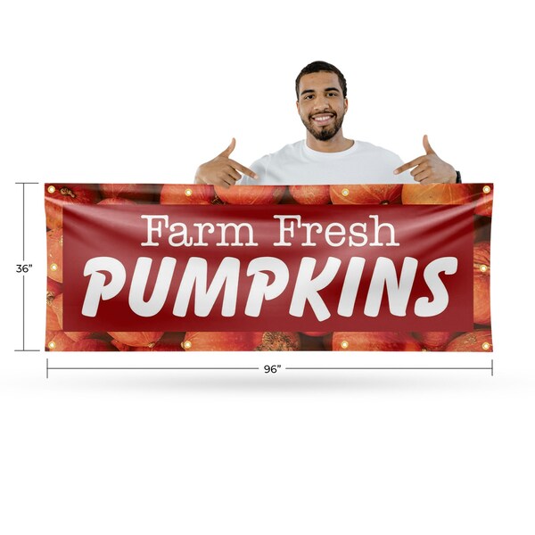 Signmission Farm Fresh Pumpkins, 36 Inch x 96 Inch, Vinyl Banner - B-96-30612