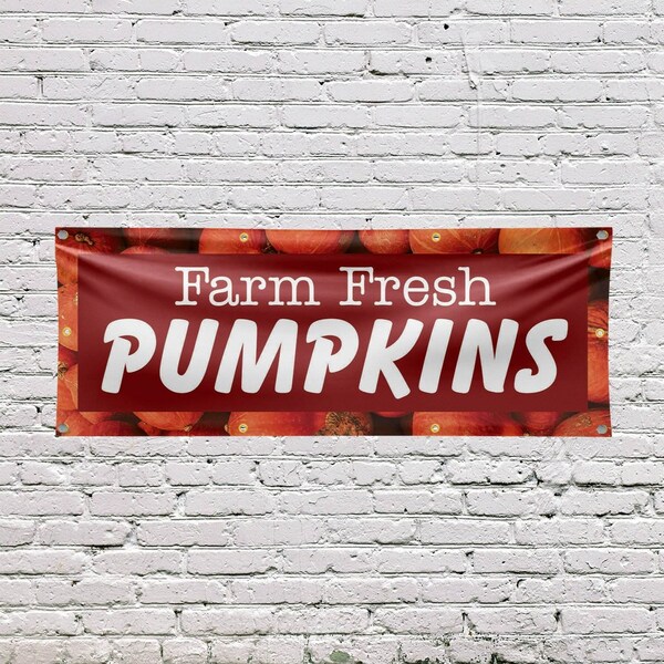 Signmission Farm Fresh Pumpkins, 36 Inch x 96 Inch, Vinyl Banner - B-96-30612
