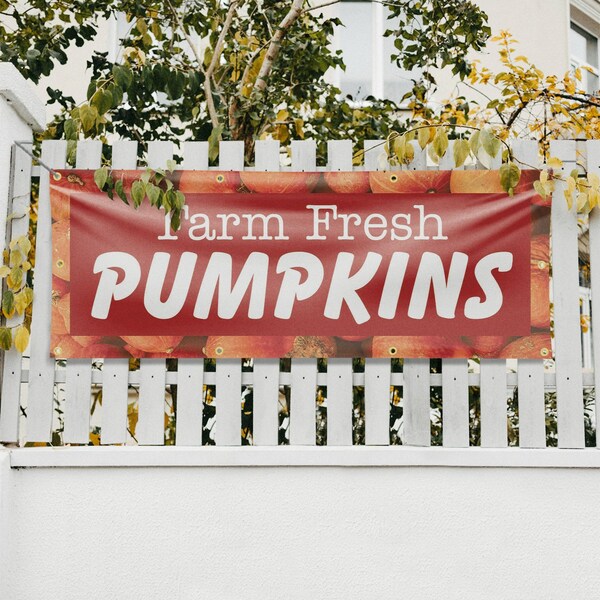 Signmission Farm Fresh Pumpkins, 36 Inch x 96 Inch, Vinyl Banner - B-96-30612