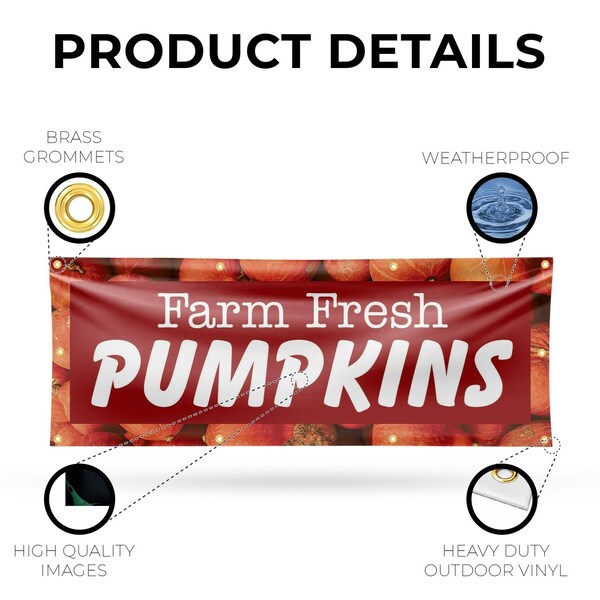 Signmission Farm Fresh Pumpkins, 36 Inch x 96 Inch, Vinyl Banner - B-96-30612