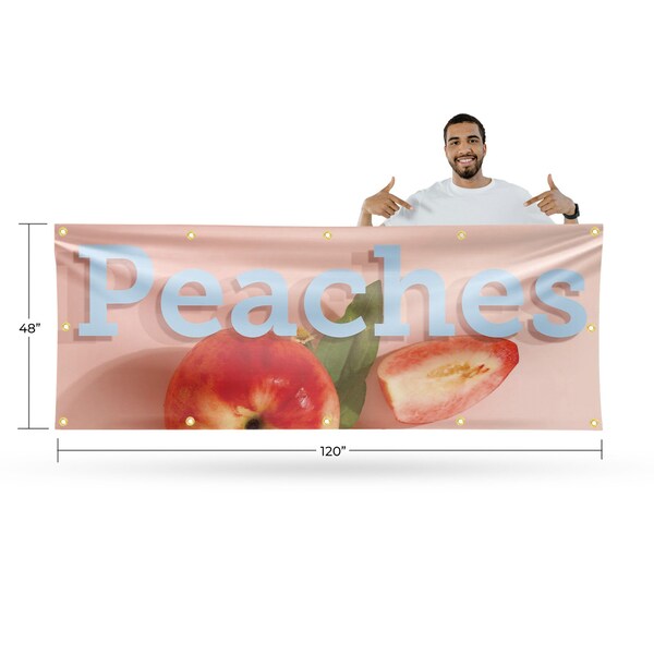 Signmission Peaches, 48 Inch x 120 Inch, Vinyl Banner - B-120-30782