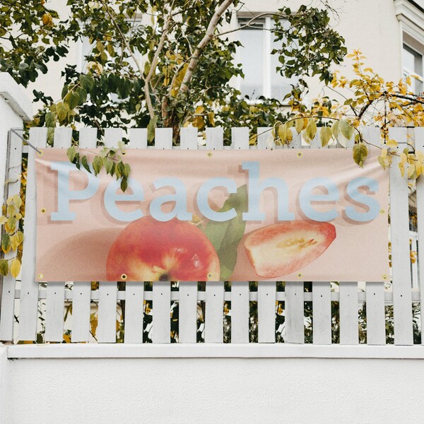 Signmission Peaches, 48 Inch x 120 Inch, Vinyl Banner - B-120-30782