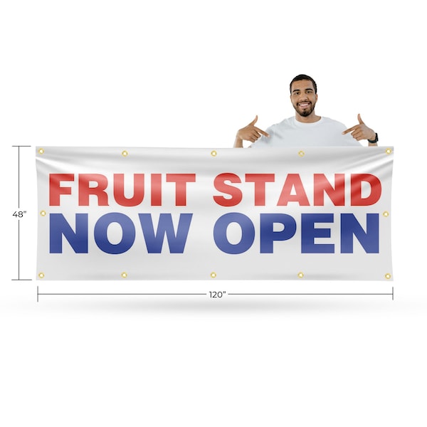 Signmission Fruit Stand Now Open, 48 Inch x 120 Inch, Vinyl Banner - B-120-30664