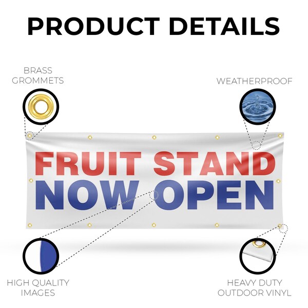 Signmission Fruit Stand Now Open, 48 Inch x 120 Inch, Vinyl Banner - B-120-30664