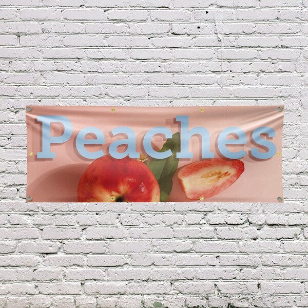 Signmission Peaches, 36 Inch x 96 Inch, Vinyl Banner - B-96-30782