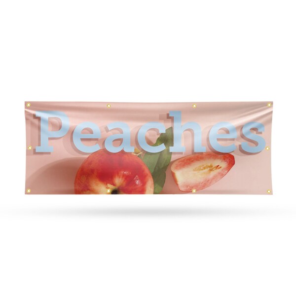 Signmission Peaches, 36 Inch x 96 Inch, Vinyl Banner - B-96-30782