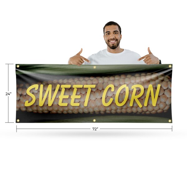 Signmission Sweet Corn, 24 Inch x 72 Inch, Vinyl Banner - B-72-30876