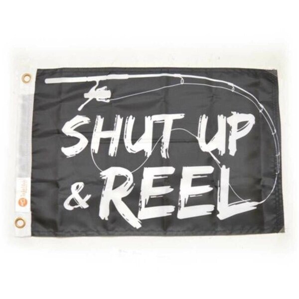 Taylormade-Adidas Taylor Made 1622 12 x 18 in. Shut Up & Reel Pirate Flag, Black & White - T4V-1622