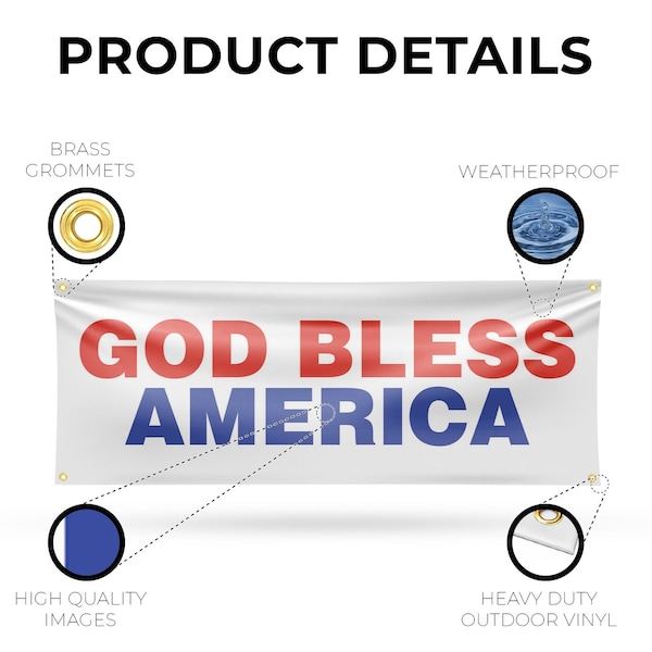 Signmission God Bless America, 18 Inch x 48 Inch, Vinyl Banner - B-30675