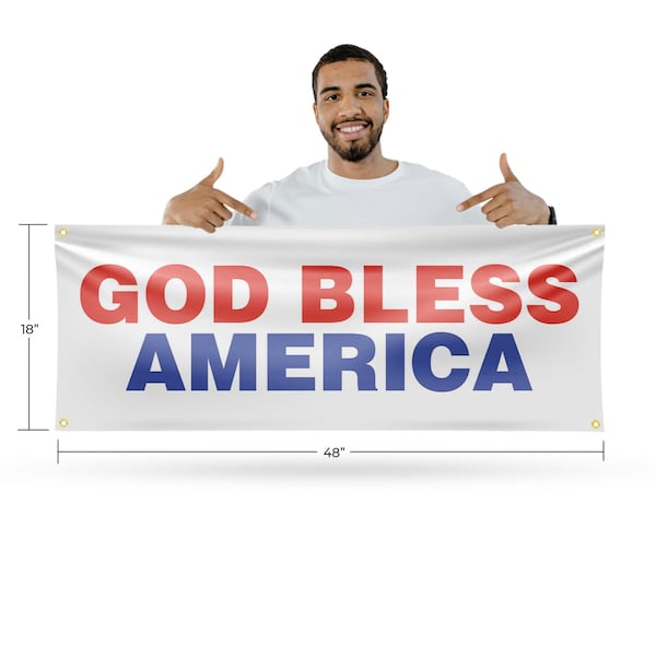 Signmission God Bless America, 18 Inch x 48 Inch, Vinyl Banner - B-30675