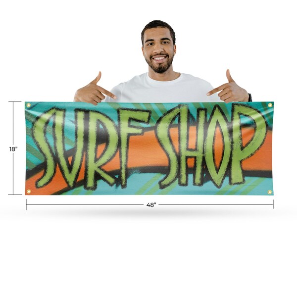 Signmission Surf Shop, 18 Inch x 48 Inch, Vinyl Banner - B-30873