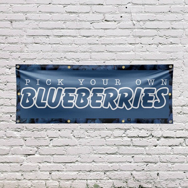 Signmission Pick Your Own Blueberries, 36 Inch x 96 Inch, Vinyl Banner - B-96-30789