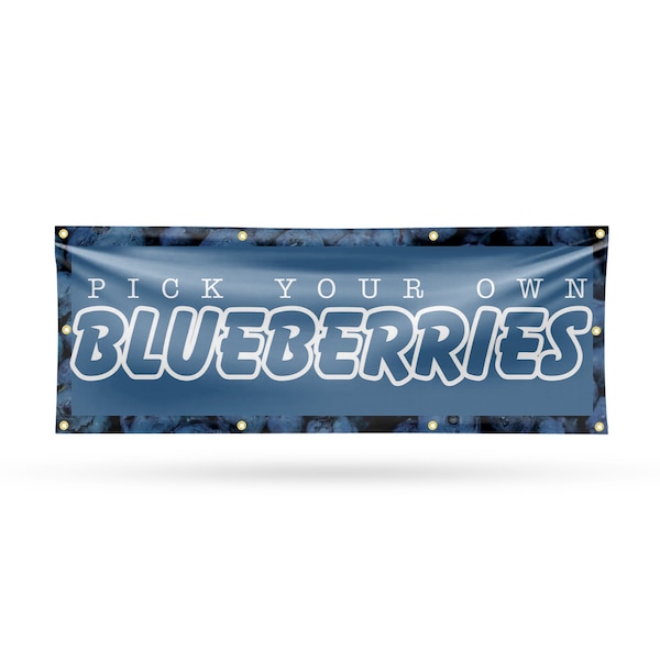 Signmission Pick Your Own Blueberries, 36 Inch x 96 Inch, Vinyl Banner - B-96-30789