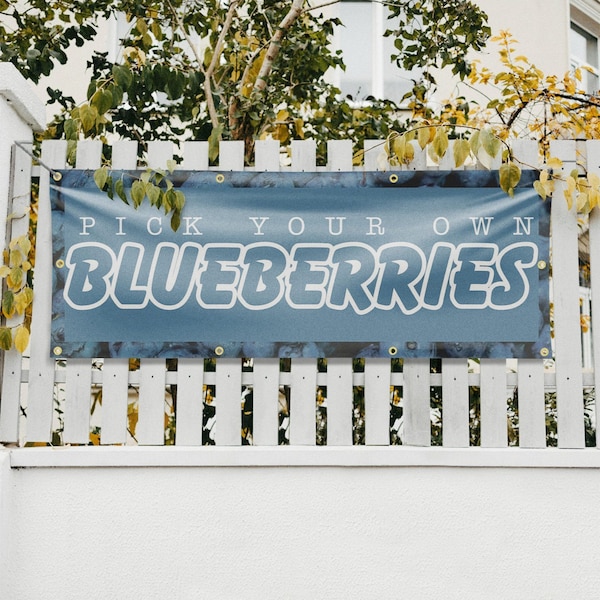 Signmission Pick Your Own Blueberries, 36 Inch x 96 Inch, Vinyl Banner - B-96-30789