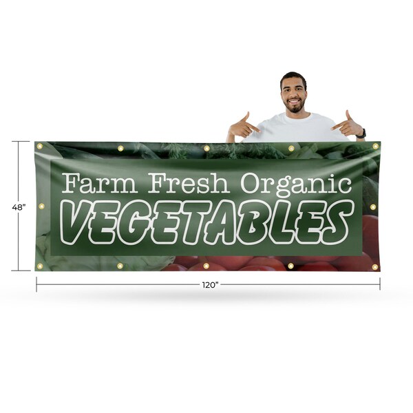 Signmission Farm Fresh Organic Vegetables, 48 Inch x 120 Inch, Vinyl Banner - B-120-30606