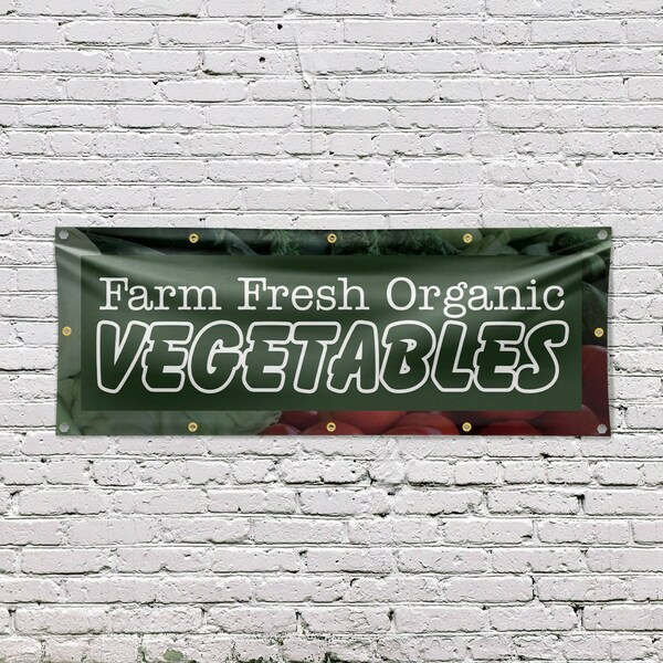Signmission Farm Fresh Organic Vegetables, 48 Inch x 120 Inch, Vinyl Banner - B-120-30606
