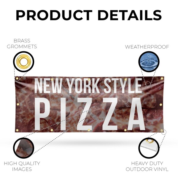 Signmission New York Pizza, 48 Inch x 120 Inch, Vinyl Banner - B-120-30753
