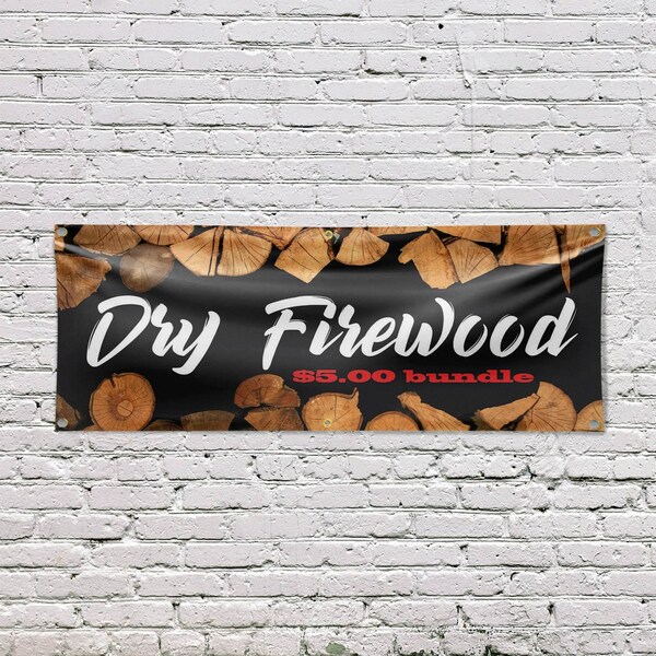 Signmission Dry Firewood $5.00 a Bundle, 24 Inch x 72 Inch, Vinyl Banner - B-72-30553