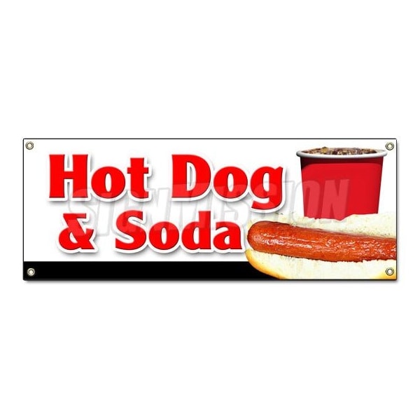 Signmission HOT DOG & SODA COMBO BANNER SIGN all beef drink frank meal deal chili - B-HOT DOGS & SODA COMBO