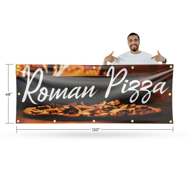 Signmission Roman Pizza, 48 Inch x 120 Inch, Vinyl Banner - B-120-30839