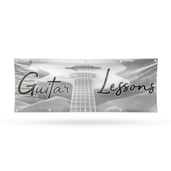 Signmission Guitar Lessons, 48 Inch x 120 Inch, Vinyl Banner - B-120-30681