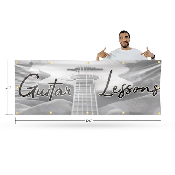 Signmission Guitar Lessons, 48 Inch x 120 Inch, Vinyl Banner - B-120-30681