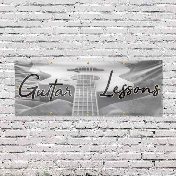 Signmission Guitar Lessons, 48 Inch x 120 Inch, Vinyl Banner - B-120-30681