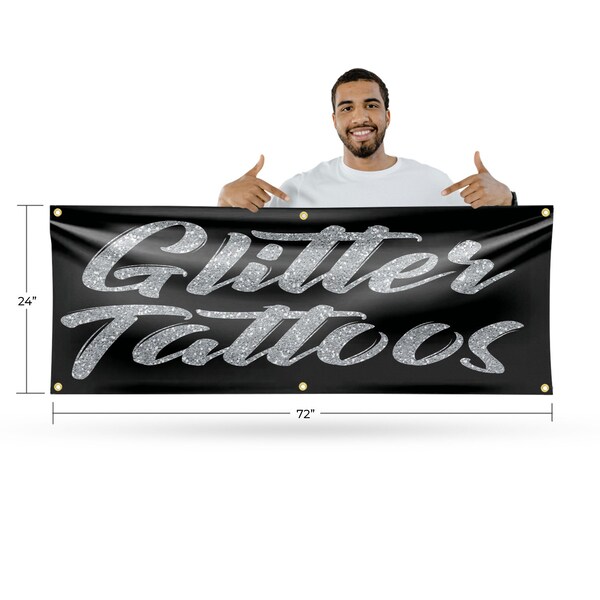 Signmission Glitter Tattoos, 24 Inch x 72 Inch, Vinyl Banner - B-72-30670