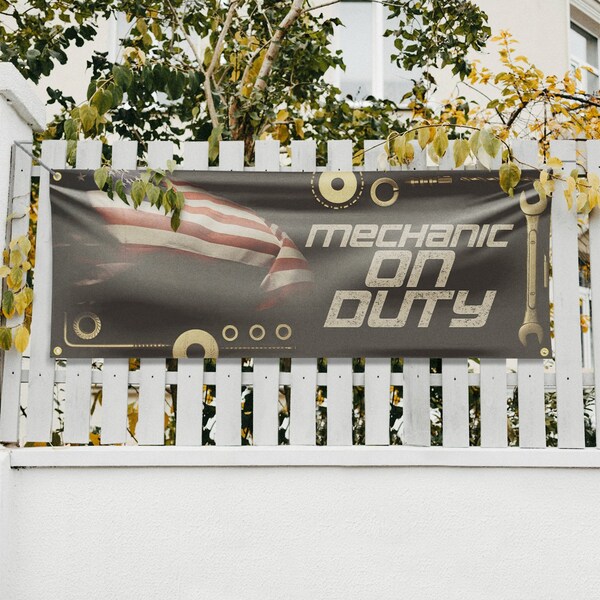 Signmission Mechanic On Duty, 18 Inch x 48 Inch, Vinyl Banner - B-30732