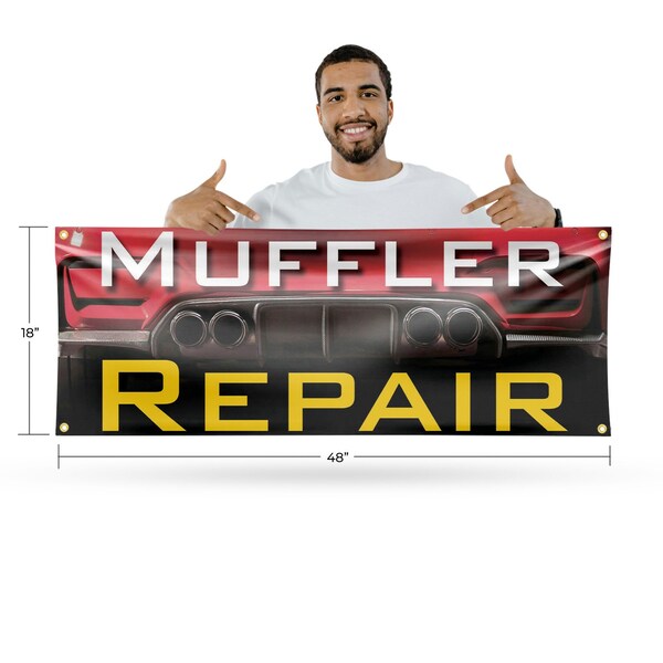 Signmission Muffler Repair, 18 Inch x 48 Inch, Vinyl Banner - B-30744