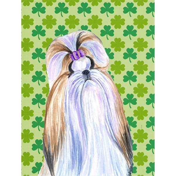 Patioplus 11 x 15 In. Shih Tzu St. Patricks Day Shamrock Portrait Flag; Garden Size - PA895051