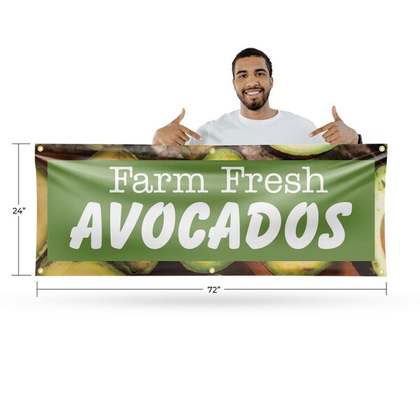 Signmission Farm Fresh Avocados, 24 Inch x 72 Inch, Vinyl Banner - B-72-30575