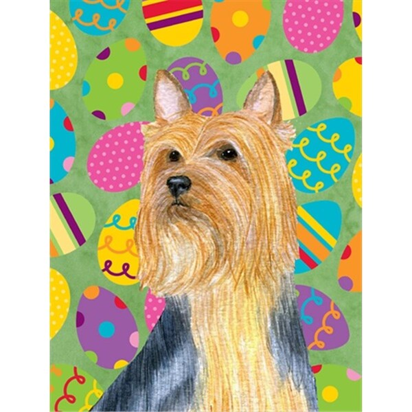 Carolines Treasures 28 x 40 in. Silky Terrier Easter Eggtravaganza House Size Canvas Flag - LH9406CHF