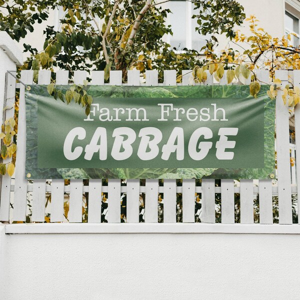 Signmission Farm Fresh Cabbage, 18 Inch x 48 Inch, Vinyl Banner - B-30583