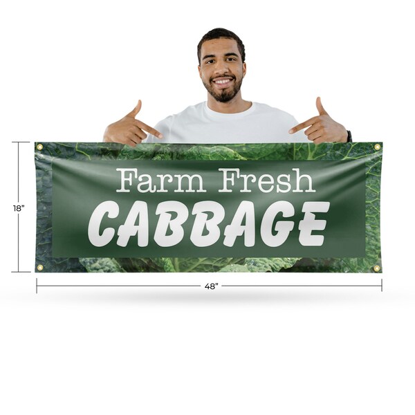 Signmission Farm Fresh Cabbage, 18 Inch x 48 Inch, Vinyl Banner - B-30583
