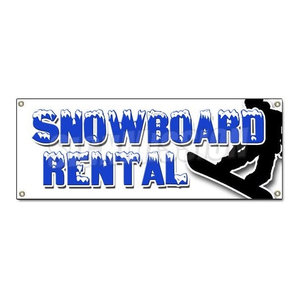 Signmission SNOWBOARD RENTAL BANNER SIGN skis poles boots lessons rent snow board - B-SNOWBOARD RENTAL