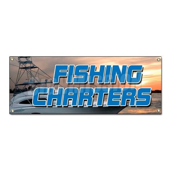 Signmission FISHING CHARTERS BANNER SIGN all half day rental tackle deep sea fish - B-FISHING CHARTERS