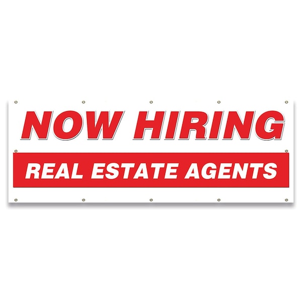 Signmission Now Hiring Real Estate Agents Banner Apply Inside Accepting Application Single Sided - B-120-30294