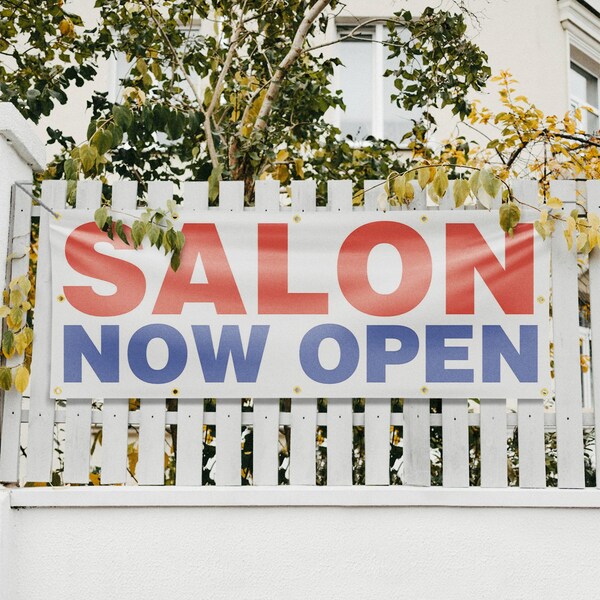 Signmission Salon Now Open, 48 Inch x 120 Inch, Vinyl Banner - B-120-30848