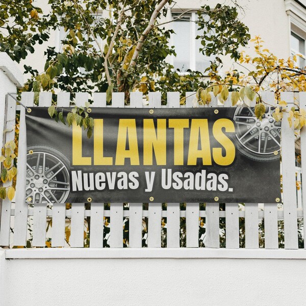Signmission Llantas Nuevas y Usadas, 48 Inch x 120 Inch, Vinyl Banner - B-120-30726