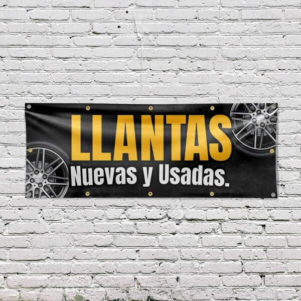 Signmission Llantas Nuevas y Usadas, 48 Inch x 120 Inch, Vinyl Banner - B-120-30726