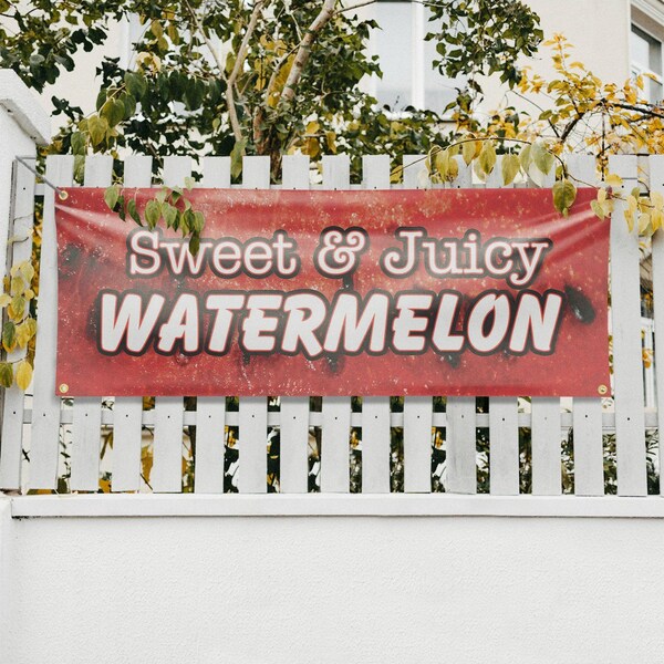 Signmission Sweet & Juicy Watermelon, 18 Inch x 48 Inch, Vinyl Banner - B-30874