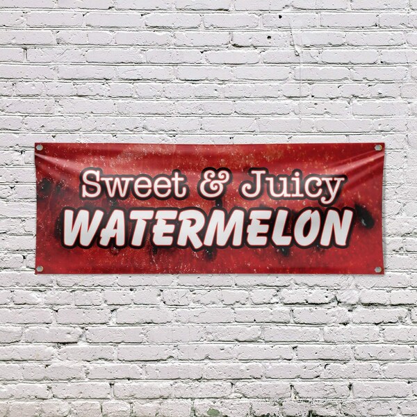 Signmission Sweet & Juicy Watermelon, 18 Inch x 48 Inch, Vinyl Banner - B-30874