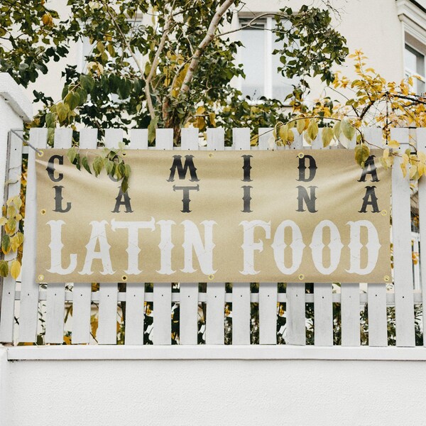 Signmission Comida Latina Latin Food, 48 Inch x 120 Inch, Vinyl Banner - B-120-30521