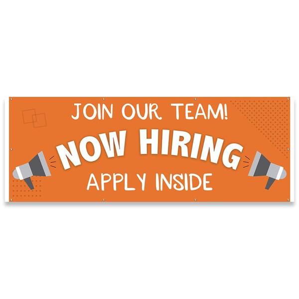 Signmission Join Our Team Now Hiring Apply Inside Banner Concession Stand Food Truck Single Sided - B-96-30093
