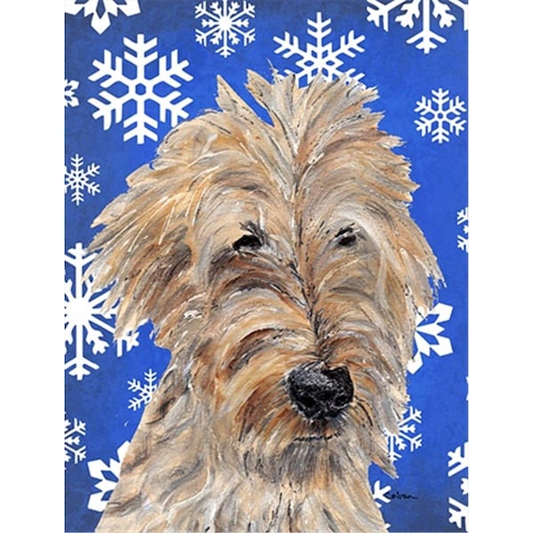 Carolines Treasures Goldendoodle Blue Snowflake Winter Flag Canvas House Size - SC9605CHF
